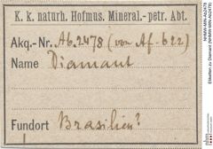 Etiketten zu Diamant (NHMW-MIN-Ab2478)